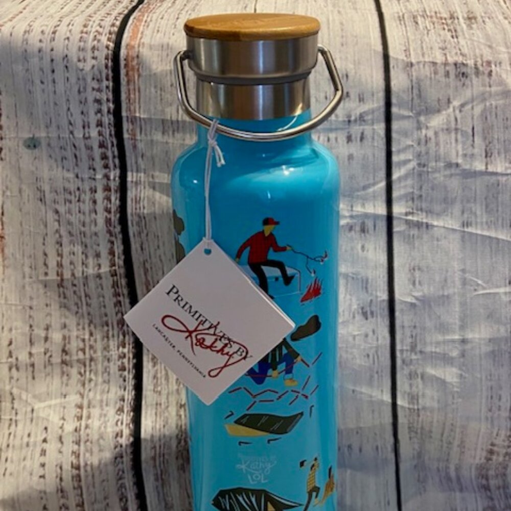 Primitives by Kathy I'd Rather Be Camping Insulated Stainless Bottle wBamboo Lid